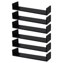 Kit 6 Prateleiras U 50 x 10cm Preta Suporte Invisível Kit 6 Prateleiras U 50 x 10cm Preta Suporte Invisível