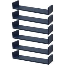 Kit 6 Prateleiras U 50 x 25cm azul Suporte Invisível
