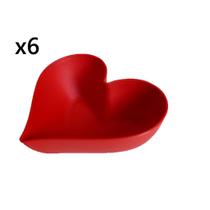 Kit 6 pratinho fundo/cumbuca em forma de coração 14cm diametro rosa ou vermelho - Buteco e Decor