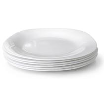 Kit 6 Prato Almoço Jantar Mesa Quadrado Vidro Branco 24cm Kit 6 Prato Almoço Jantar Mesa Quadrado Vidro Branco 24cm