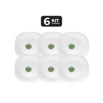 Kit 6 prato quadrado opaline temperado ø 20,5 cm