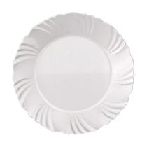 Kit 6 Prato Raso Opaline Temperado Pétala Branco 25,5 cm