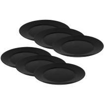 Kit 6 Prato Redondo Raso Mesa Opaline Preto Cerâmica Restaurante 26cm