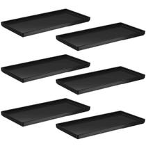 Kit 6 Pratos 27x13cm Bandejas para Servir Preto Plástico Coza Comida Japonesa Petiscos Kit 6 Pratos 27x13cm Bandejas para Servir Preto Plástico Coza Comida Japonesa Petiscos