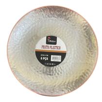 Kit 6 Pratos Acrílico Redondo Transparente Borda Rosê 25cm Kit 6 Pratos Acrílico Redondo Transparente Borda Rosê 25cm