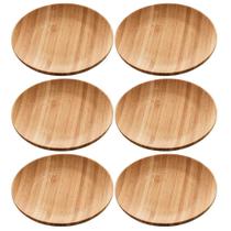 Kit 6 Pratos de Bambu 11cm Petiscos Aperitivos Entradas Mesa Posta Eventos Verona Lyor