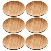 Kit 6 Pratos de Bambu 11cm Petiscos Aperitivos Entradas Mesa Posta Eventos Verona Lyor