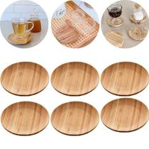 Kit 6 Pratos de Bambu Pires Verona Mini Petisquera Raso 11cm Mesa Posta Decoração Lyor