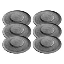 Kit 6 Pratos de Hambúrguer Porções Redondo Pedra Sabão 26cm Kit 6 Pratos de Hambúrguer Porções Redondo Pedra Sabão 26cm