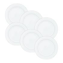 Kit 6 Pratos de Sobremesa 19cm Monaco Porcelana Borda Prata Wolff Kit 6 Pratos de Sobremesa 19cm Monaco Porcelana Borda Prata Wolff