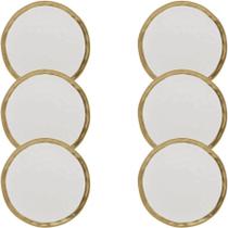 Kit 6 Pratos De Sobremesa Branco E Dourado Dubai - Wolff