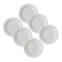 Kit 6 Pratos de Sobremesa Frisada Branco 1ª Linha Scalla