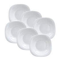 Kit 6 Pratos de Vidro Fundo Quadrado 21cm Plaza Opaline Duralex