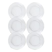 Kit 6 Pratos de Vidro Luxo Liso Mesa Posta Resistente