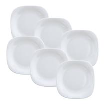 Kit 6 Pratos de Vidro Sobremesa Quadrado 19cm Plaza Opaline Duralex Kit 6 Pratos de Vidro Sobremesa Quadrado 19cm Plaza Opaline Duralex