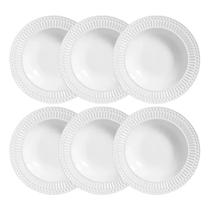Kit 6 Pratos Fundo Cerâmica Roma Branco - Porto Brasil Kit 6 Pratos Fundo Cerâmica Roma Branco - Porto Brasil