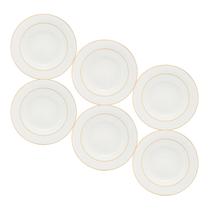 Kit 6 Pratos Fundos 21,5cm Monaco Porcelana Fio de Ouro Wolff Kit 6 Pratos Fundos 21,5cm Monaco Porcelana Fio de Ouro Wolff