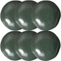Kit 6 Pratos Fundos 600ml Arauco Orgânico 21cm Cerâmica Verde Porto Brasil