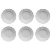 Kit 6 Pratos Fundos de Jantar 23cm Porcelana Branco Germer D