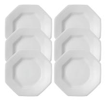 Kit 6 Pratos Fundos De Porcelana Branca Modelo Prisma Schmidt