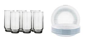 Kit 6 Pratos Fundos Diamante E 6 Copos Lights Nadir Kit 6 Pratos Fundos Diamante E 6 Copos Lights Nadir