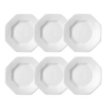 Kit 6 Pratos Fundos Prisma Branco Porcelana Schmidt