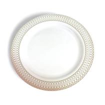 Kit 6 Pratos jantar 25cm Acrílico c/ Borda metálica prata