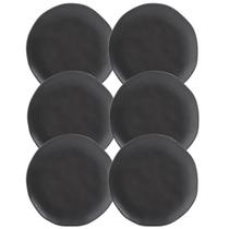 Kit 6 Pratos Orgânicos 19cm Preto de Cerâmica Stoneware Sushi Sashimi Porto Brasil Kit 6 Pratos Orgânicos 19cm Preto de Cerâmica Stoneware Sushi Sashimi Porto Brasil