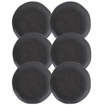 Kit 6 Pratos Orgânicos 19cm Preto de Cerâmica Stoneware Sushi Sashimi Porto Brasil Kit 6 Pratos Orgânicos 19cm Preto de Cerâmica Stoneware Sushi Sashimi Porto Brasil