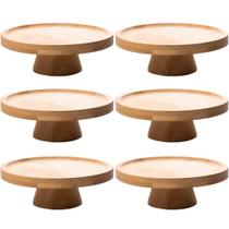 Kit 6 Pratos para Bolo com Pedestal Bambu 20cm Padaria Confeitaria Boleiras Pequenas Kit 6 Pratos para Bolo com Pedestal Bambu 20cm Padaria Confeitaria Boleiras Pequenas
