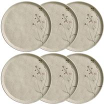 Kit 6 Pratos para Sobremesa Rasos 21,5cm Porto Brasil Cerâmi Kit 6 Pratos para Sobremesa Rasos 21,5cm Porto Brasil Cerâmi
