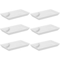 Kit 6 Pratos para Sushi Comida Japonesa com Porta Shoyu Comida Oriental Branco Uno Coza