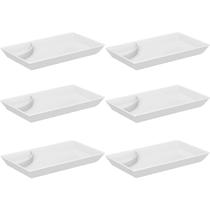 Kit 6 Pratos para Sushi Comida Japonesa com Porta Shoyu Comida Oriental Branco Uno Coza