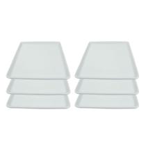 Kit 6 Pratos Quadrado 19cm em Porcelana Branca