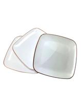 Kit 6 Pratos Quadrados Borda Rosê 18Cm Festa Acrílico Luxo