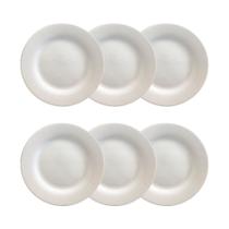 Kit 6 Pratos Raso de Cerâmica 26cm Branco