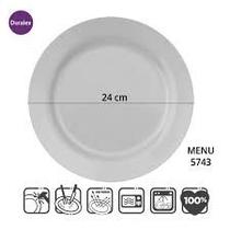 Kit 6 Pratos Raso Duralex Liso Branco Vidro Temperado 24cm Kit 6 Pratos Raso Duralex Liso Branco Vidro Temperado 24cm