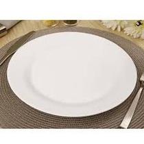 Kit 6 Pratos Raso Liso Branco Vidro Temperado Opaline