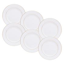 Kit 6 Pratos Rasos 27cm Monaco Porcelana Fio de Ouro Wolff Kit 6 Pratos Rasos 27cm Monaco Porcelana Fio de Ouro Wolff