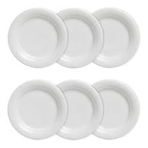 Kit 6 pratos Rasos Brancos Para Refeição Melamina 25cm Buffet Hotel