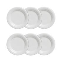 Kit 6 Pratos Rasos Brancos Para Refeição Melamina 25Cm