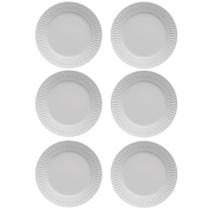 Kit 6 Pratos Rasos de Porcelana Branca 26,5cm Germer Mesa Posta Diamante