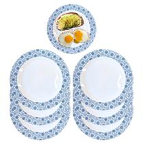 Kit 6 Pratos Rasos em Melamina Grande 27,5cm Para Refeição