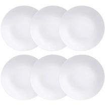 Kit 6 Pratos Rasos Porcelana Leonora Tramontina 25cm Branco Mesa Posta Cozinha Restaurante