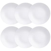 Kit 6 Pratos Rasos Porcelana Leonora Tramontina 25cm Branco Mesa Posta Cozinha Restaurante Kit 6 Pratos Rasos Porcelana Leonora Tramontina 25cm Branco Mesa Posta Cozinha Restaurante