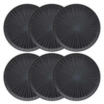Kit 6 Pratos Rasos Preto Fosco Oxford Porcelana