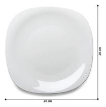 Kit 6 Pratos Sobremesa 21,6cm Opalino Branco Quadrado