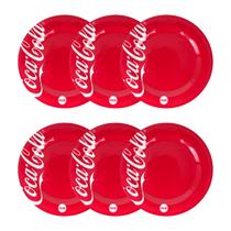 Kit 6 Pratos Sobremesa Coca Cola De Melanina 20cm - Vermelho