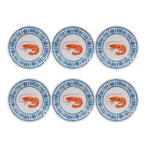 Kit 6 Pratos Sobremesa Melamina 22cm Plástico Resistente