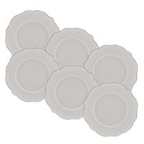 Kit 6 Pratos Sobremesa Porcelana Maldivas Prata 21cm Wolff - WOLFF MESA